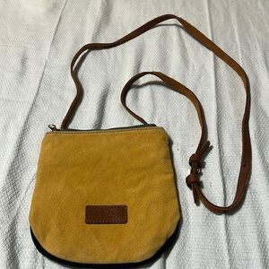 WayaWaya Mustard Yellow and Red Leather Crossbody Purse